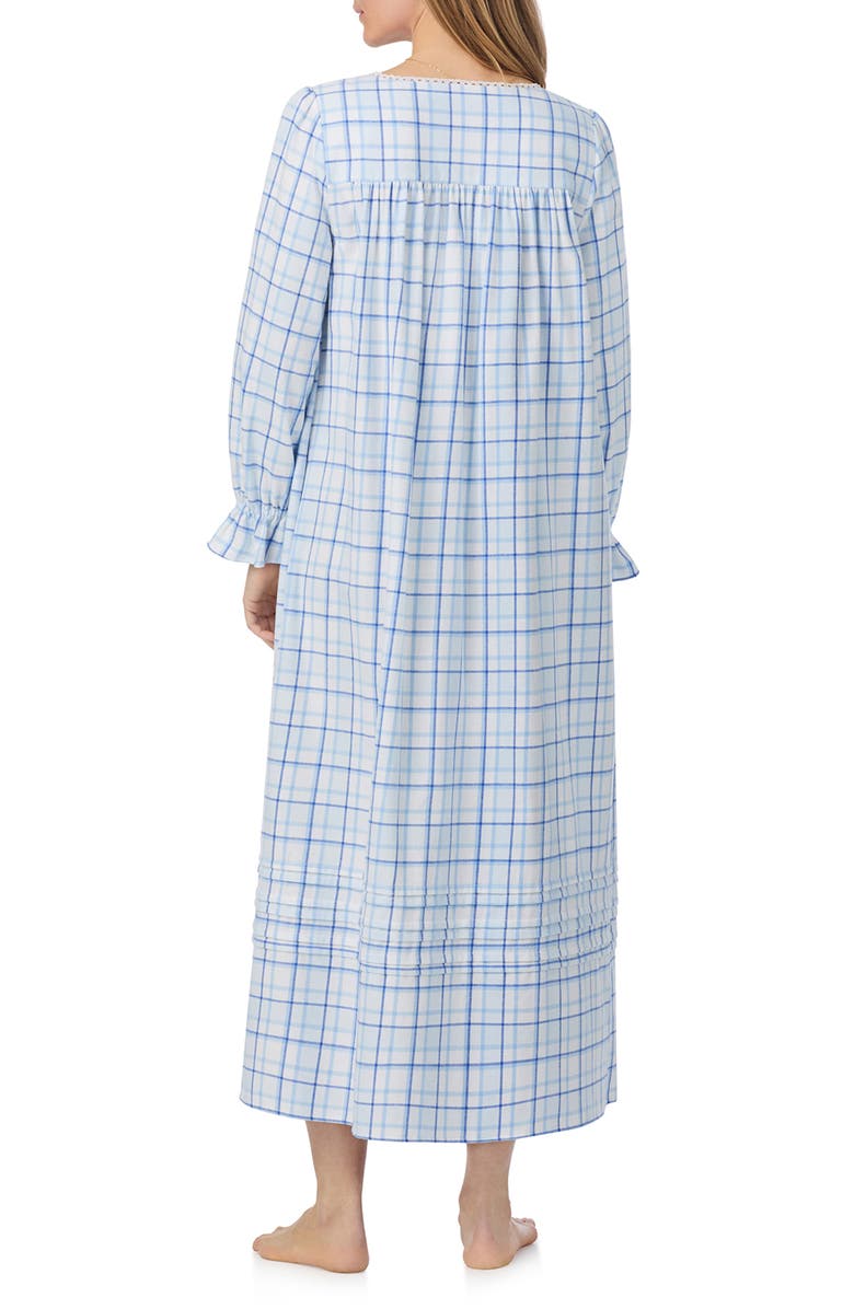 Eileen West Long Sleeve Cotton Flannel Ballet Nightgown, Alternate, color, Blue/ Plaid