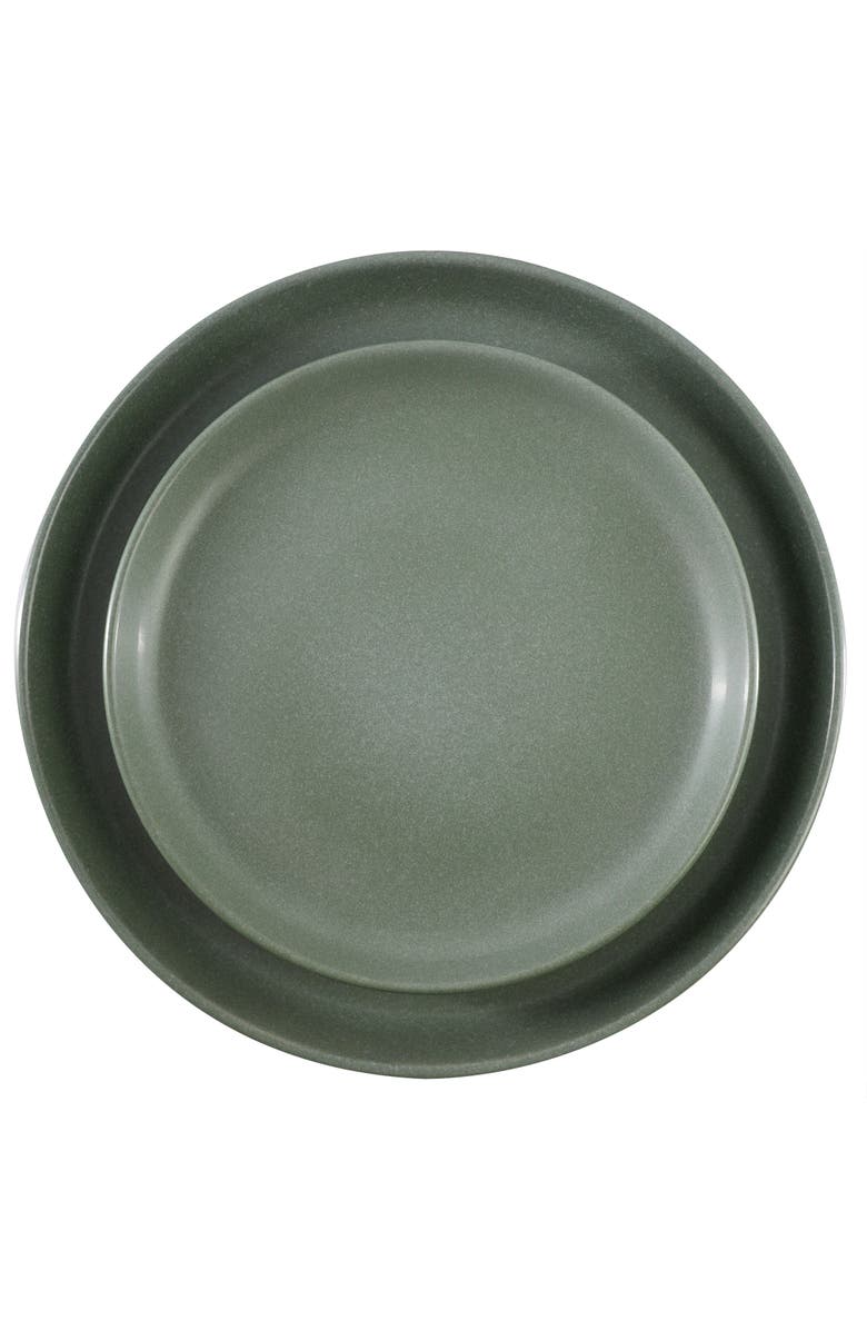 Soho Lounge Bryant Park 12 Piece Reactive Stoneware Dinnerware Set, Alternate, color, Sage Green