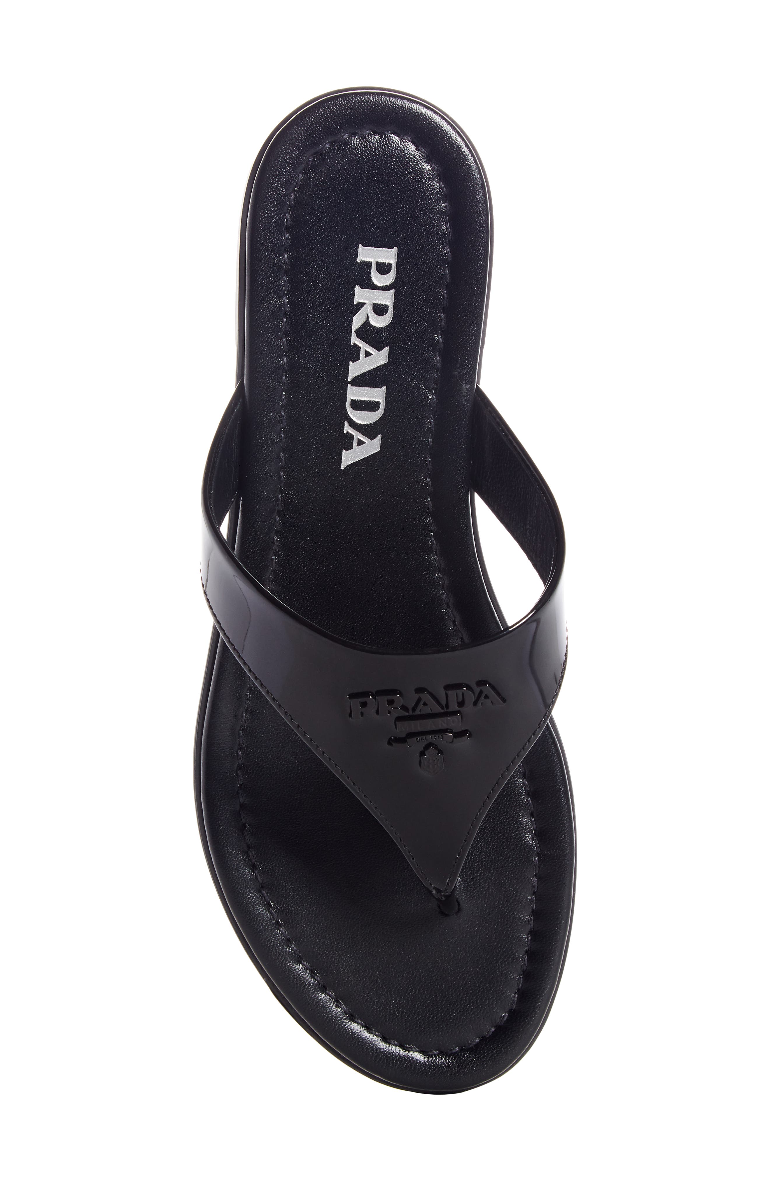 Prada Logo Thong Sandal, Alternate, color, 