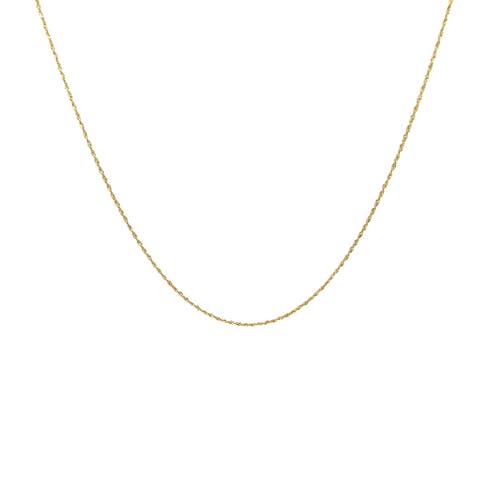 14K Yellow diamond Cut Gold Rope Chain Necklace 1mm