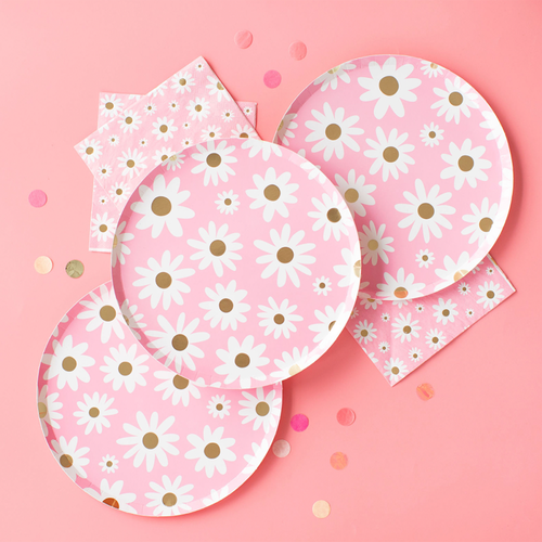 Jollity & Co Peace & Love Daisy Dinner Plates In Assorted Pre-pack