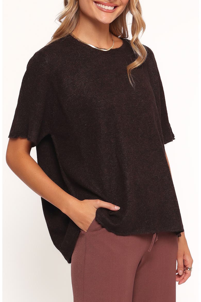 Morris Short Sleeve Oversize Sweater, Alternate, color, DARK CHOCOLATE
