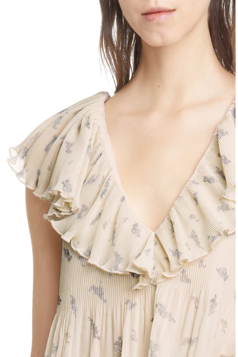 Floral Pleated Georgette Blouse, Alternate, color, EGRET 135
