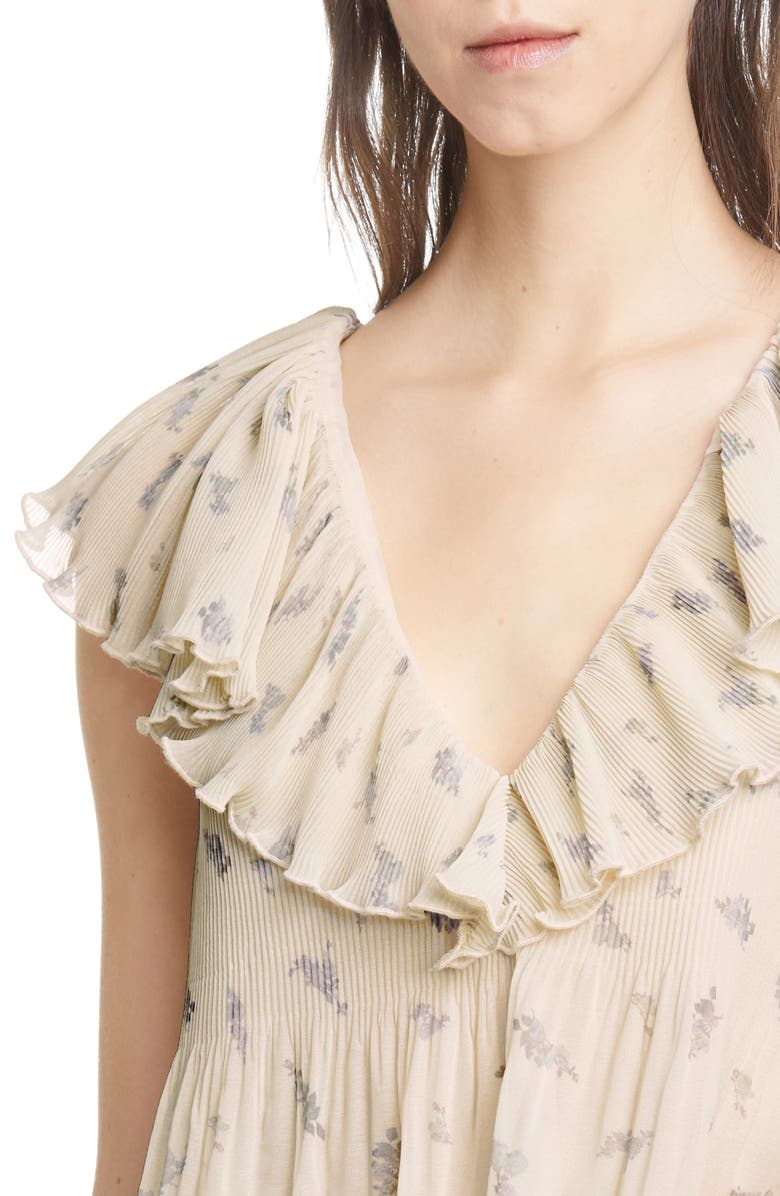 Ganni Floral Pleated Georgette Blouse, Alternate, color,