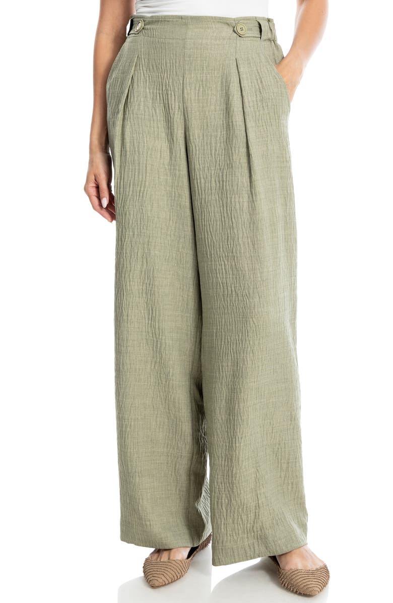 MAX STUDIO Pleated Woven Pants, Main, color, Sage