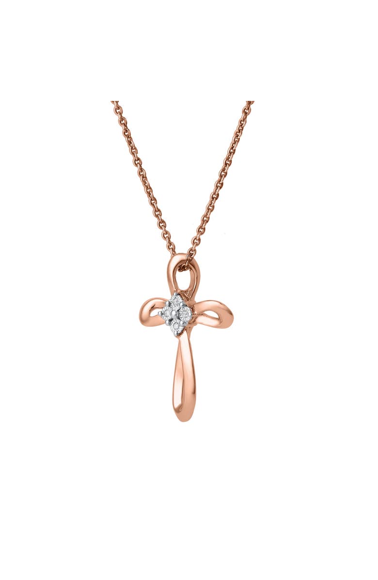 LuvMyJewelry Lightbound 0.02 Cts Natural Diamond Cross 14K Gold Pendant, Alternate, color, 14K Rose Gold