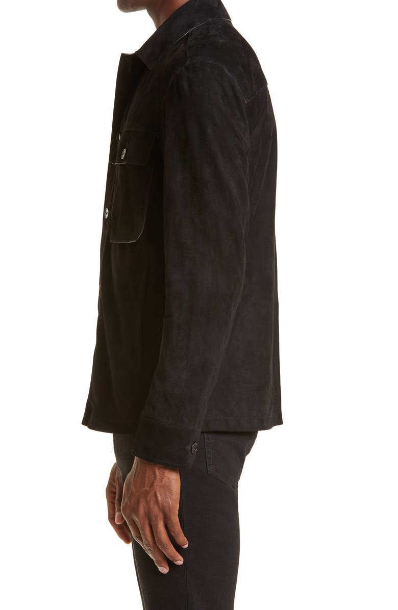ZEGNA Suede Overshirt, Alternate, color, Black