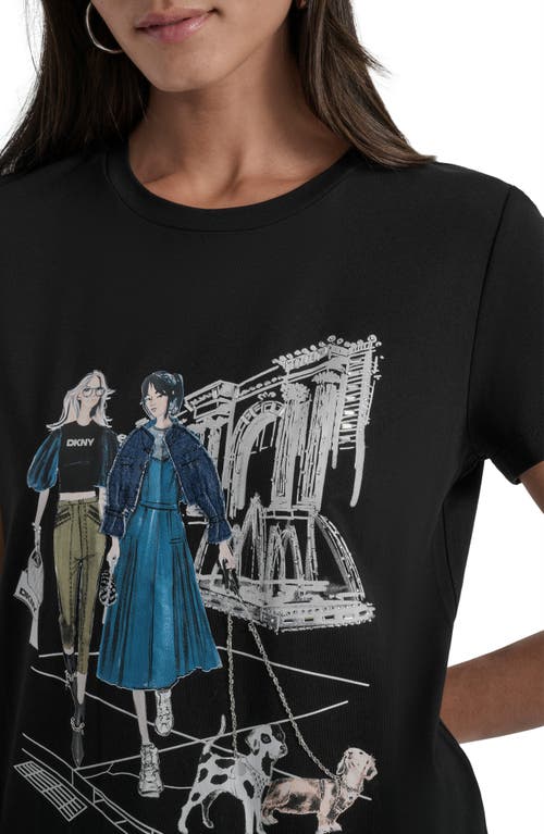 Dkny Met Museum Conversational Graphic T-shirt In Black