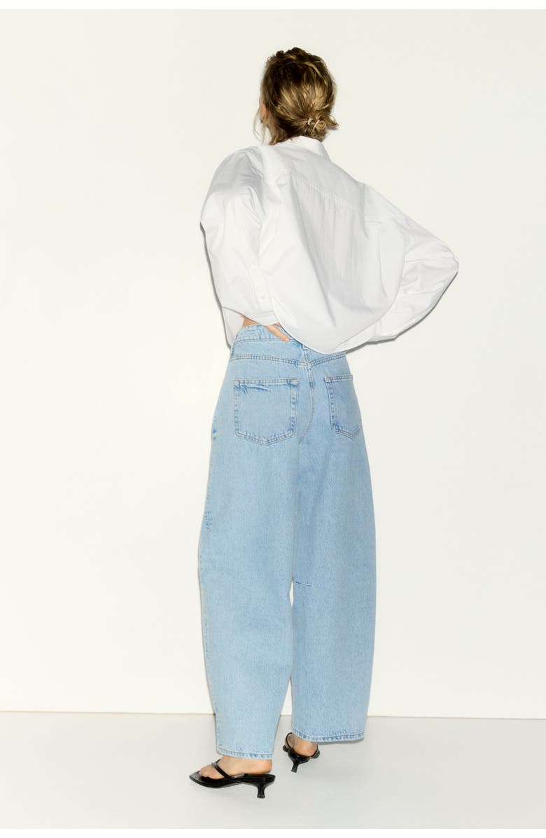 H&M Barrel High Waist Ankle Jeans, Alternate, color, Light Denim Blue