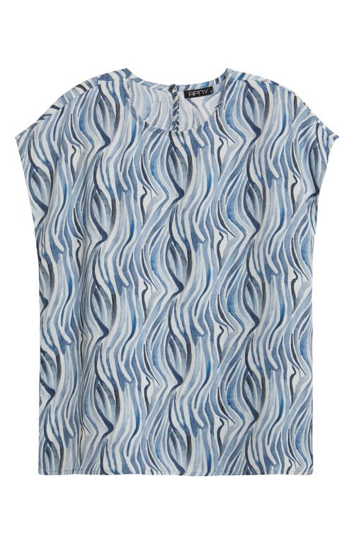 Apny Abstract Print Cap Sleeve Shell In Blue