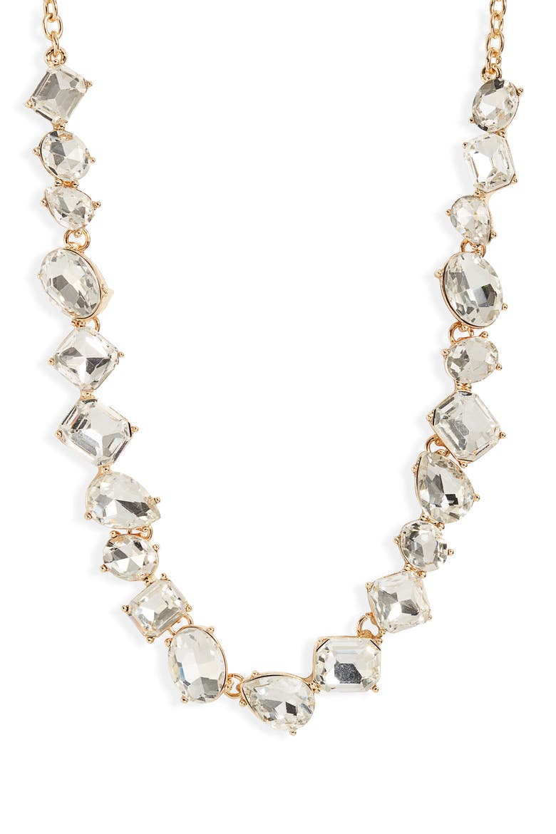 Mixed Cut Crystal Collar Necklace, Main, color, CLEAR- GOLD