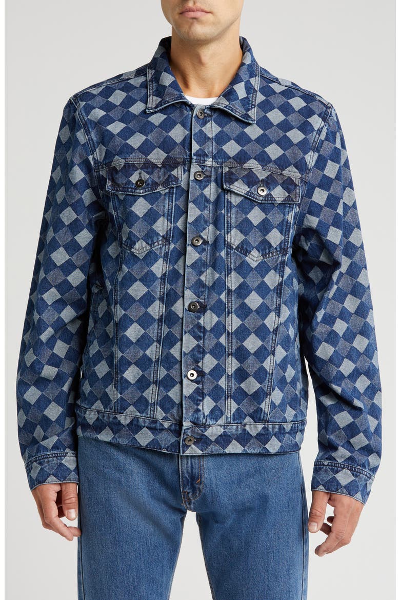 Diamond Jacquard Denim Trucker Jacket, Alternate, color, NAVY