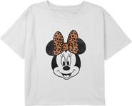 Mickey & Friends Girl's Mickey & Friends Minnie Mouse Cheetah Print Bow Portrait Graphic T-Shirt