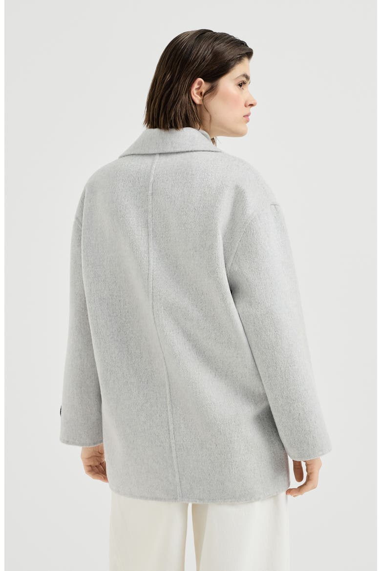 Cashmere double beaver cloth pea coat with precious patch, Alternate, color, Light Grey