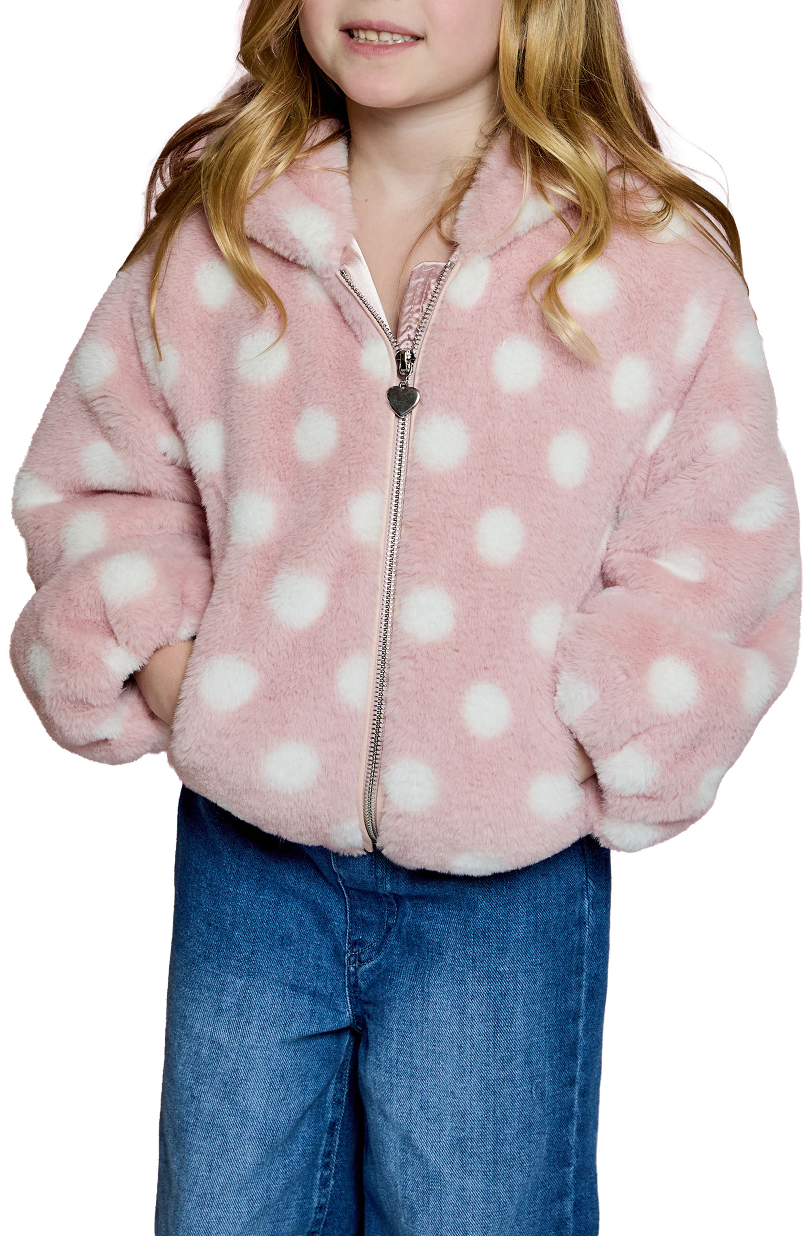 Kids' Polka Dot Faux Fur Jacket