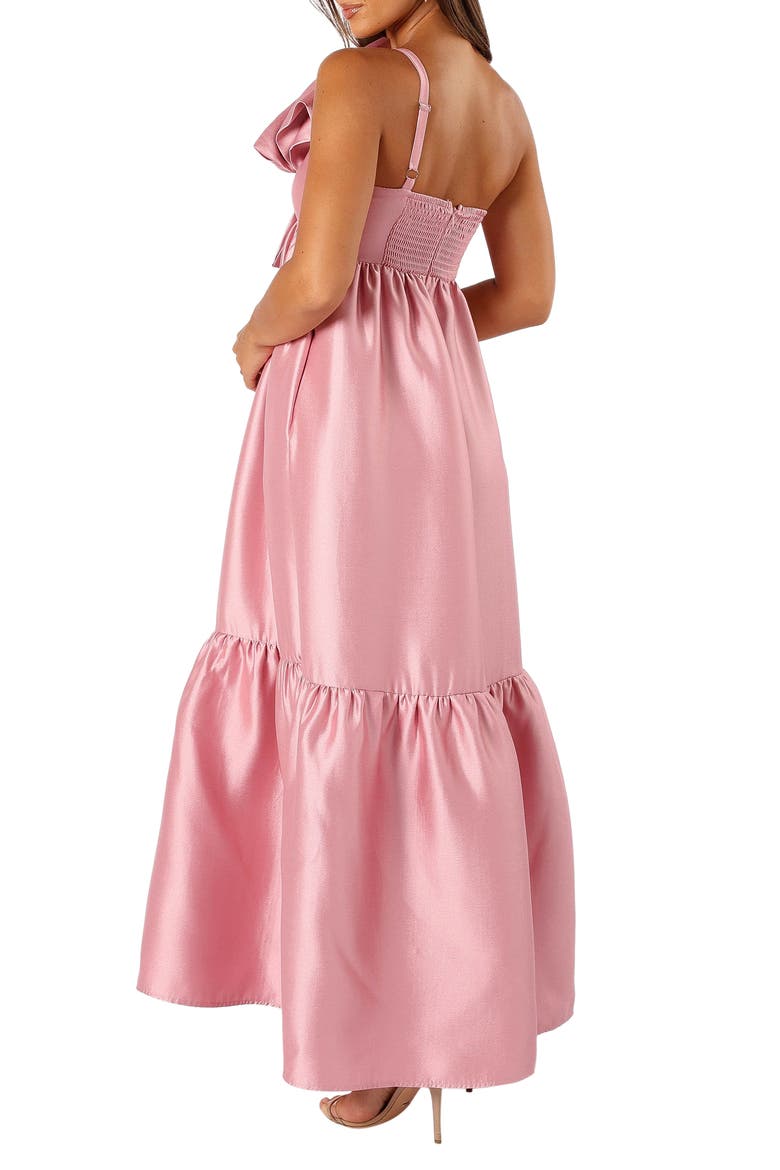 Betina Bow One-Shoulder Gown, Alternate, color, DUSTY ROSE