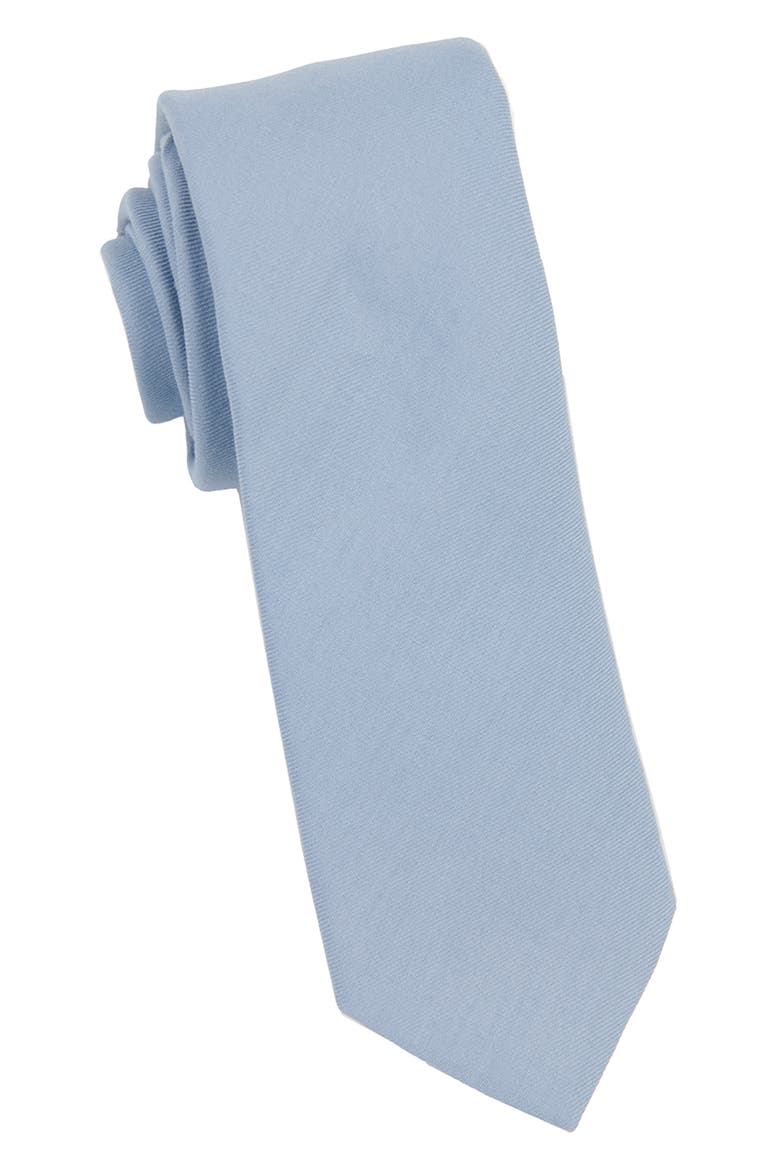 Solid Cotton Tie, Main, color, DUSTY BLUE