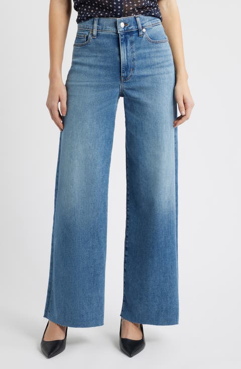 Le Slim Palazzo Raw Hem High Waist Wide Leg Jeans
