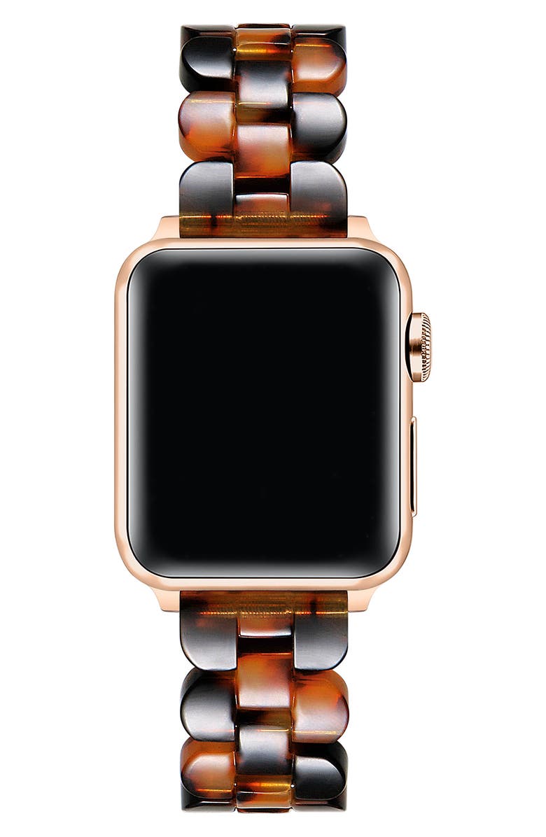 Posh Tech Elle Resin Link Apple Watchband, Alternate, color, Chocolate Tortoise