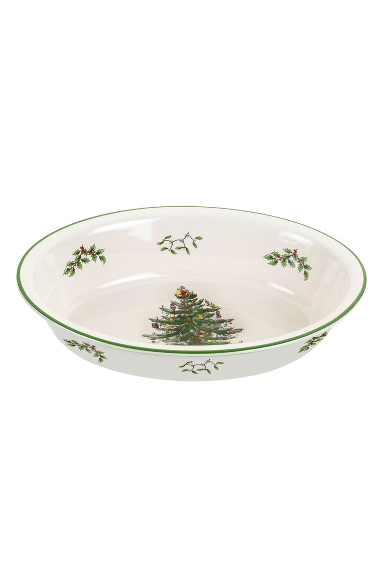 Spode Christmas Tree Oval Baker, Main, color, Green