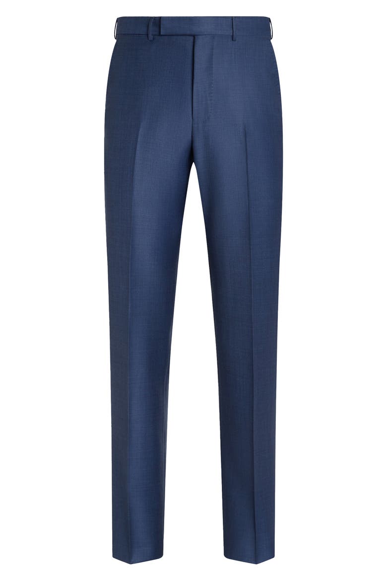 Flat Front Wool Trousers, Main, color, MEDIUM BLUE