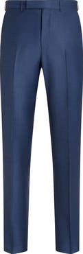 ZEGNA Flat Front Wool Trousers