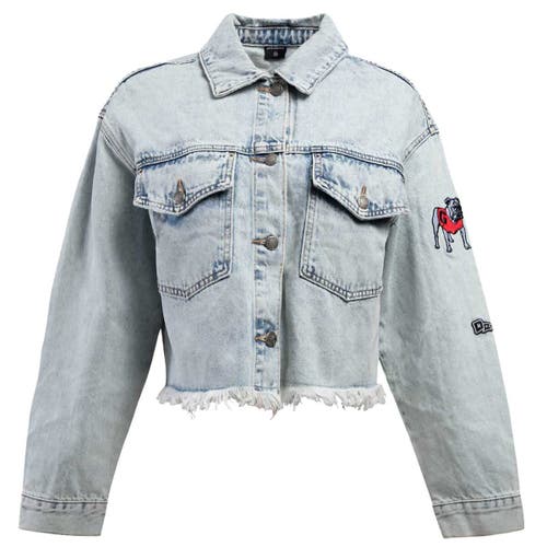 Hype And Vice Denim Georgia Bulldogs Lightwash Full-button Jean Jacket In Blue