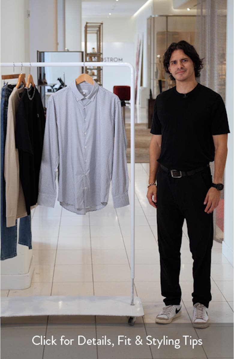 Cashiers Shadow Check Performance Twill Button-Down Shirt, sales video thumbnail