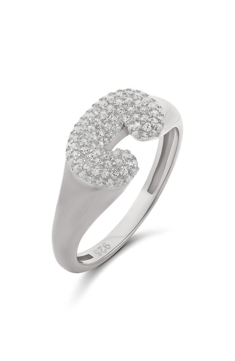 SHYMI Pavé Bubble Initial Ring, Main, color, Silver