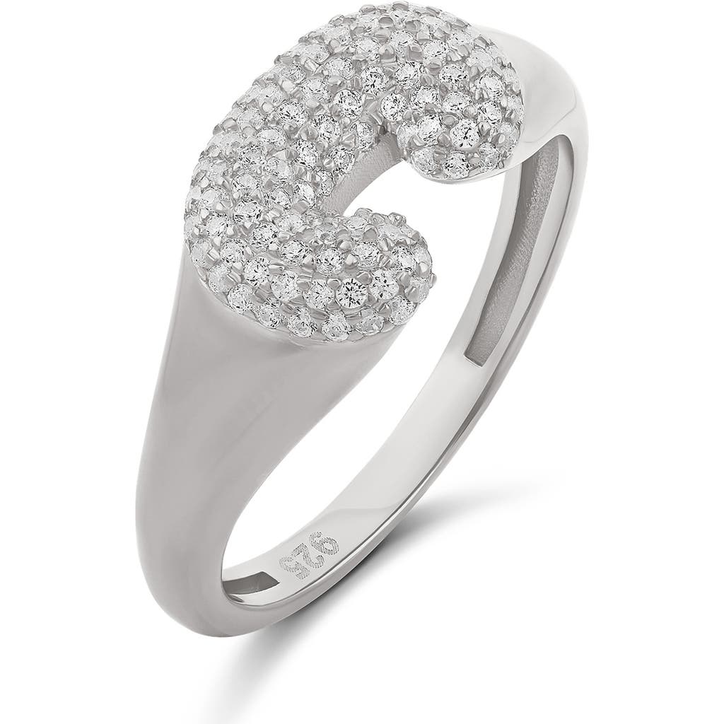 Shymi Pavé Bubble Initial Ring In Metallic
