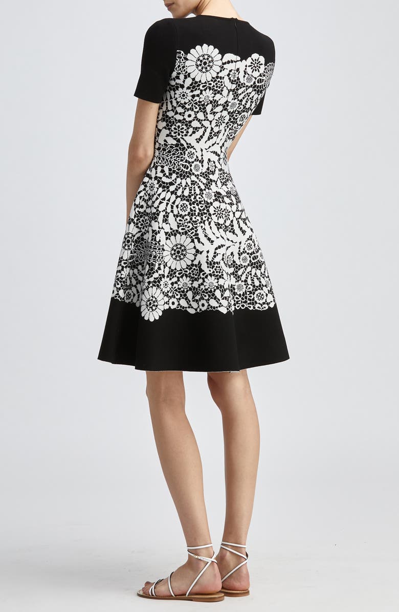 Oscar de la Renta Intarsia A-Line Sweater Dress, Alternate, color, 