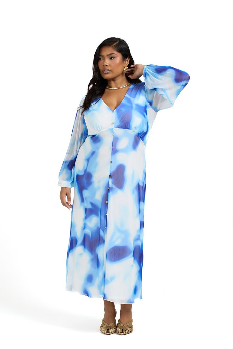 Vibrant Tie Dye Midi Dress, Alternate, color, Blue