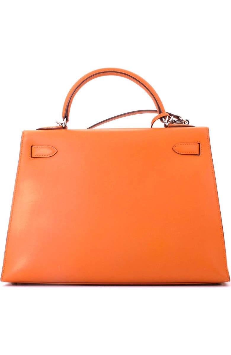 Pre-Owned Hermes Kelly Handbag Orange Box Calf with Palladium Hardware 32, Alternate, color, Orange H