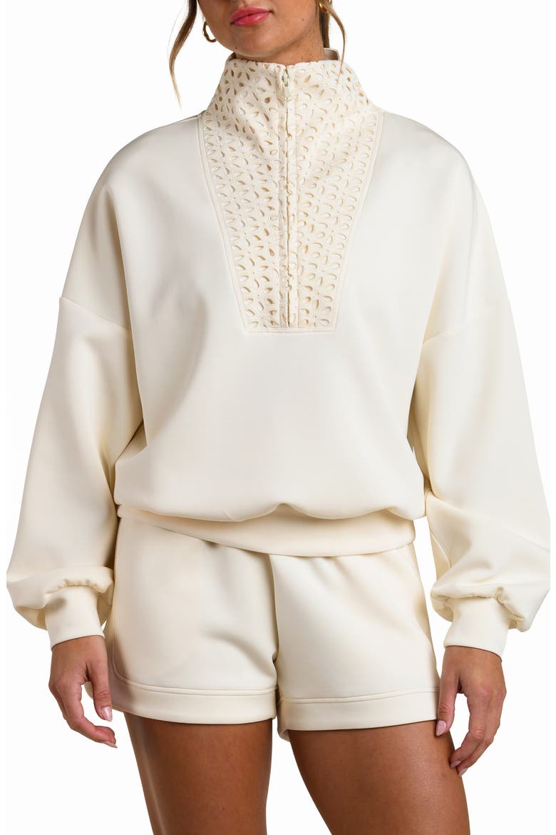 Cloudset Lounge Half Zip Top, Main, color, CHALK