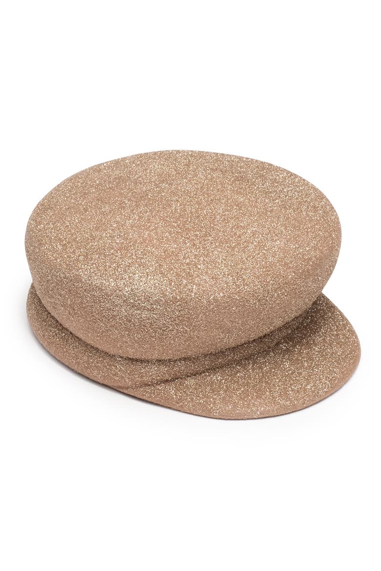 Sabrina Glitter Wool Fiddler Cap, Main, color, CAMEL