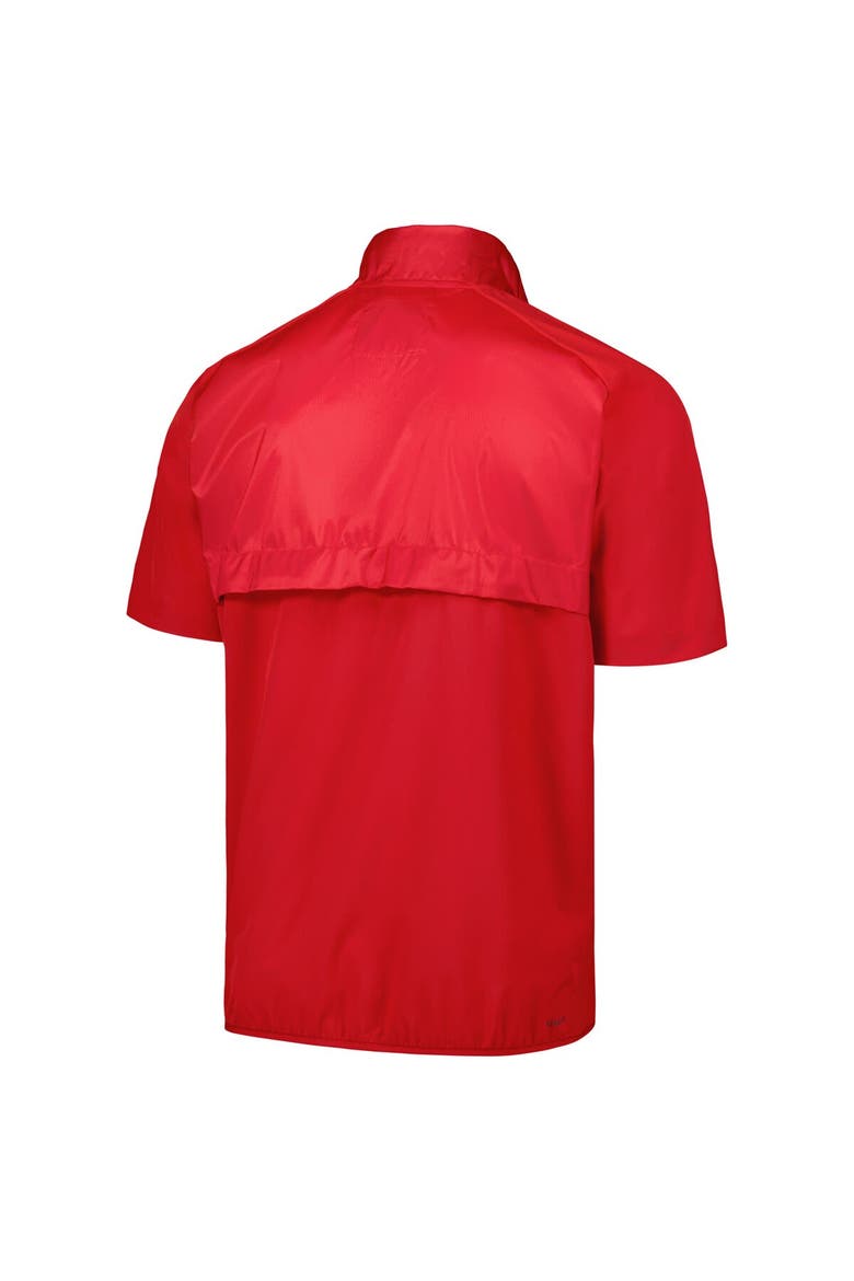 Men's adidas Red Fresno State Bulldogs Sideline AEROREADY Raglan Short Sleeve Quarter-Zip Jacket, Alternate, color, Red