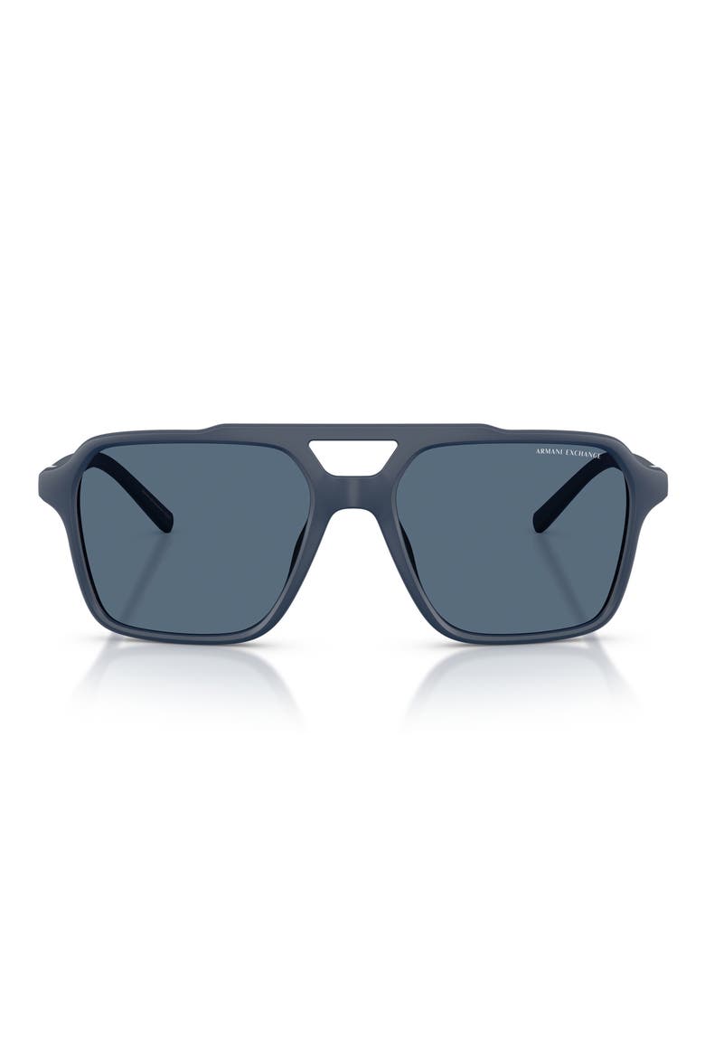 57mm Pilot Sunglasses, Main, color, MATTE BLUE / DARK BLUE