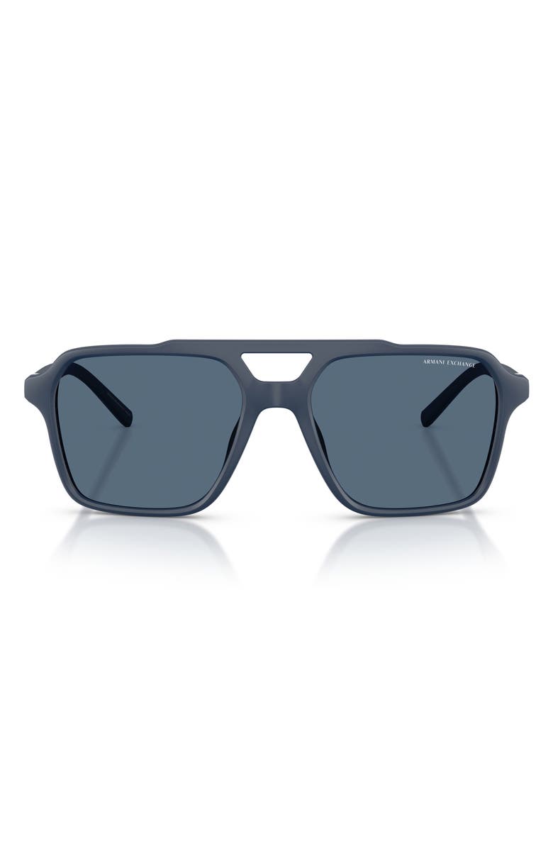 Armani Exchange 57mm Pilot Sunglasses, Main, color, Matte Blue / Dark Blue