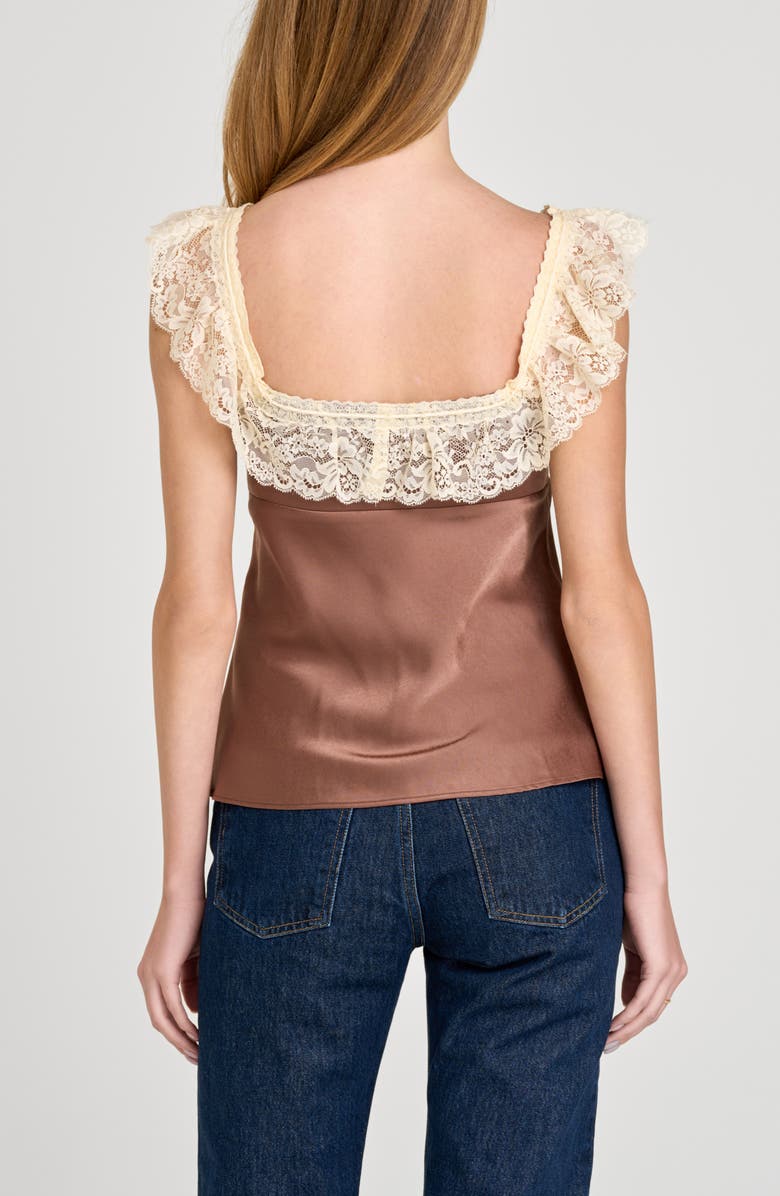 WAYF Ella Lace Trim Camisole, Alternate, color, Mocha