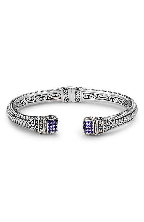 Woven Pavé Tipped Bangle