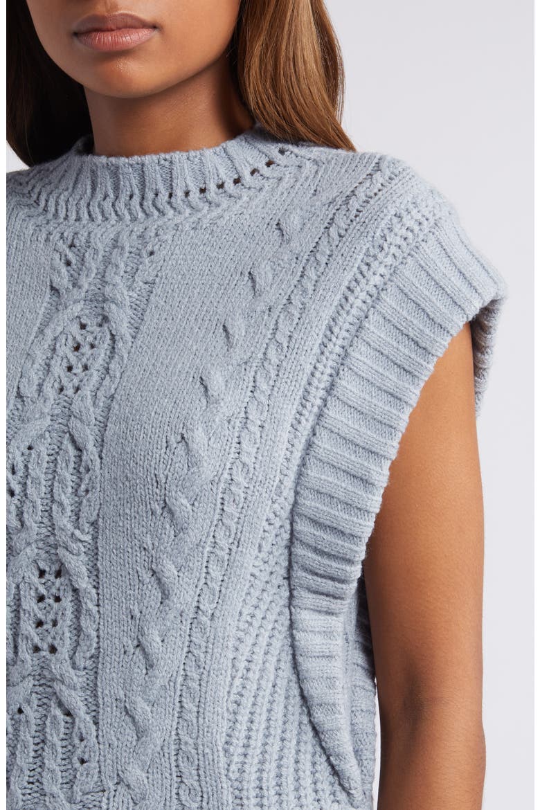 Cable Stitch Sweater, Alternate, color, HEATHER GREY