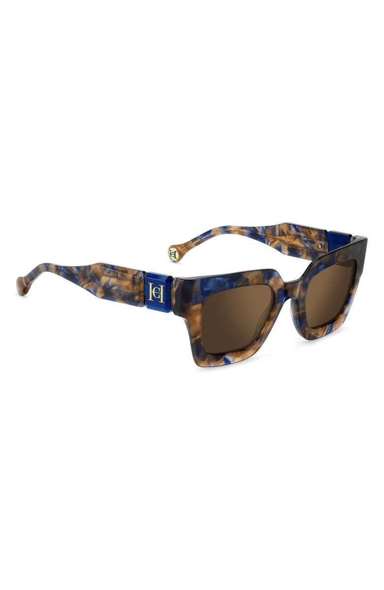 Carolina Herrera Her 49mm Square Sunglasses, Alternate, color, Blue Havana/ Gold Sp