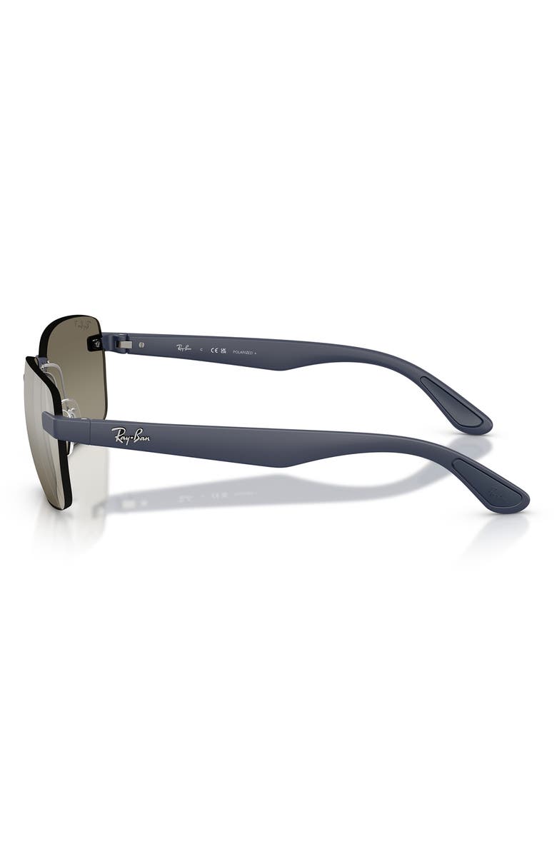 Ray-Ban 62mm Polarized Irregular Sunglasses, Alternate, color, Sand Dark Blue / Grey