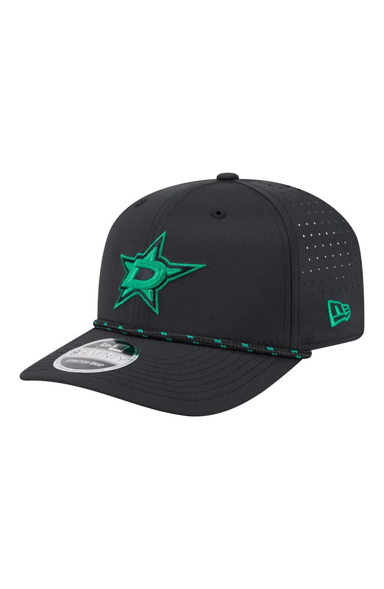 New Era Men's New Era Black Dallas Stars Sport Vented 9SEVENTY Rope Adjustable Hat, Main, color, Black