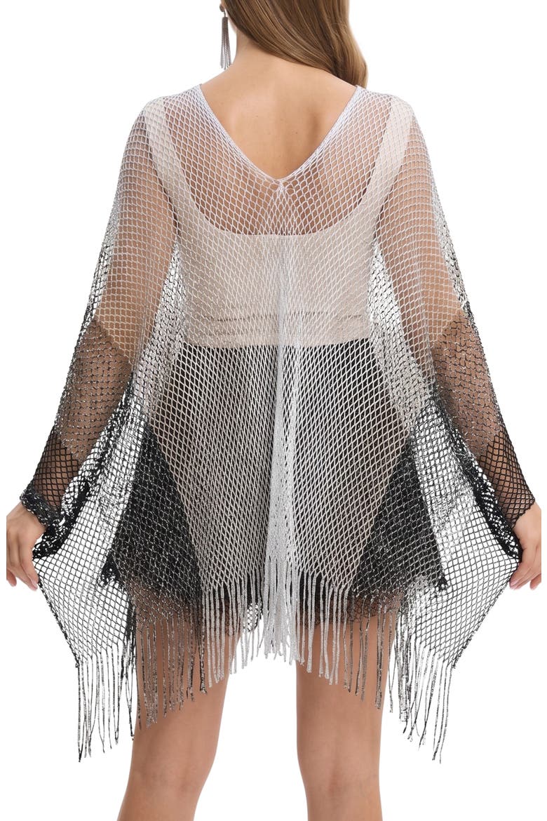 Crochet Fringe Poncho, Alternate, color, SILVER