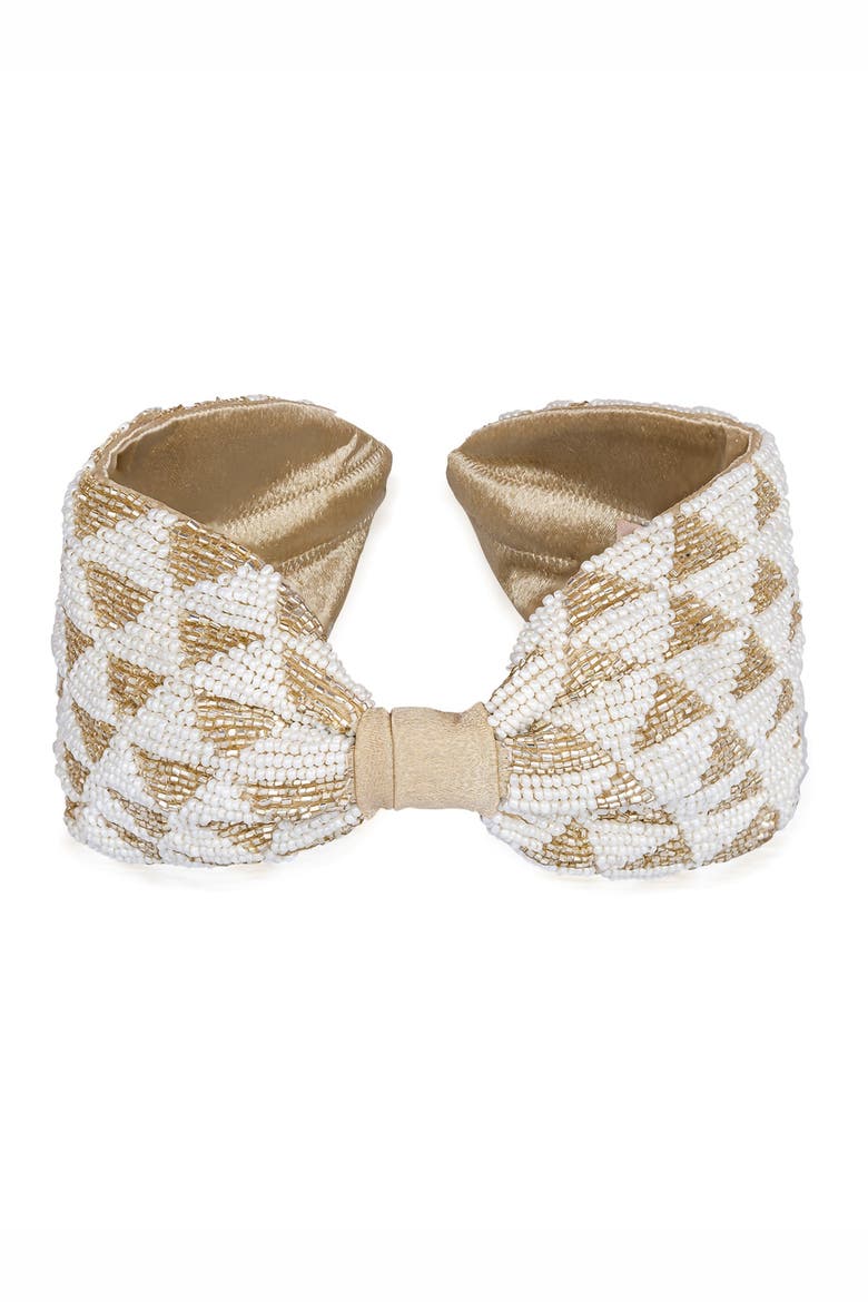 Selene Knotted Hair Band - White & Gold, Alternate, color, Ivory