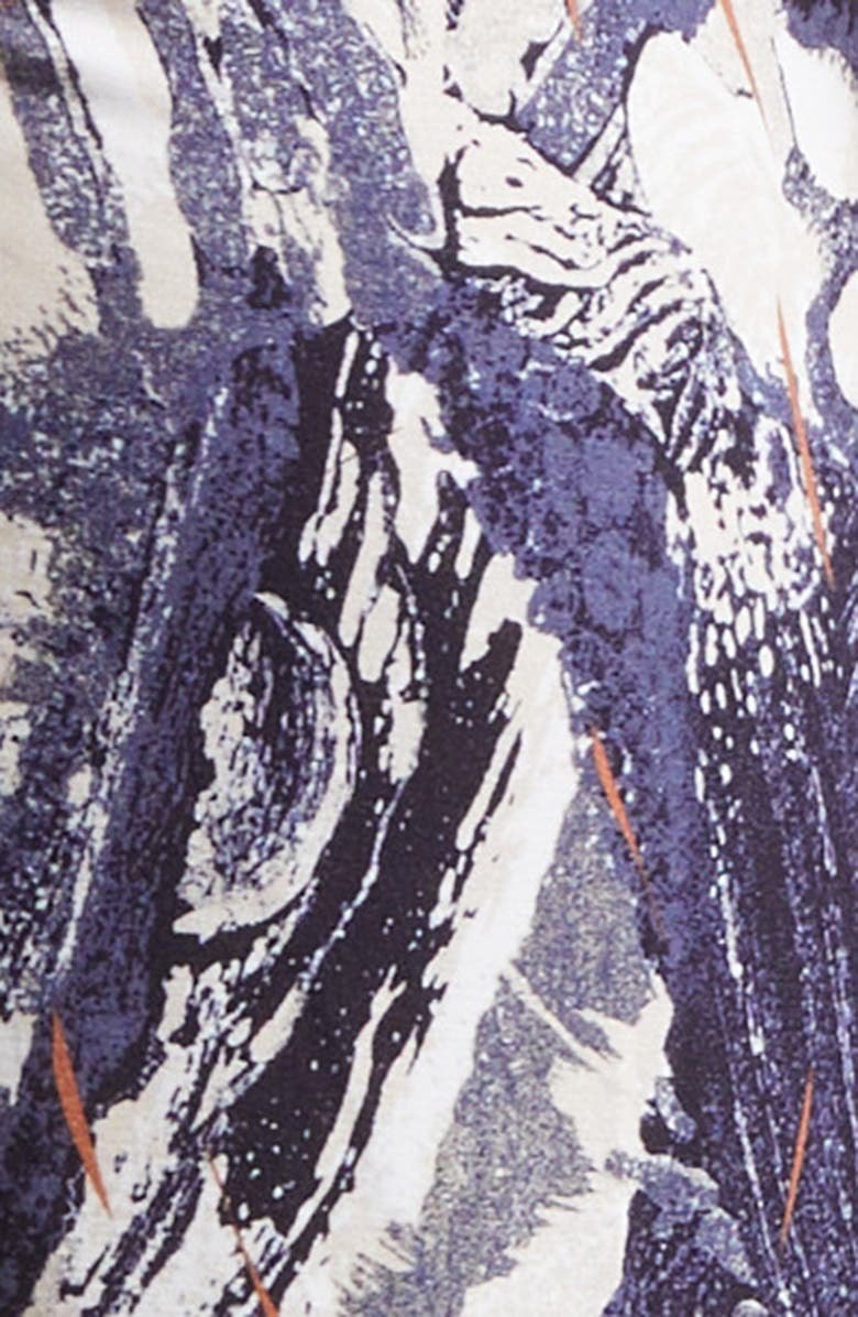 Reiss Lennia Cap Sleeve Ruched Jersey Midi Dress, Alternate, color, Navy/ Neutral