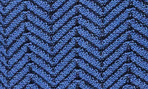 Studio Garnet Los Angeles Chevron Merino Wool Full Zip Sweater In Blue