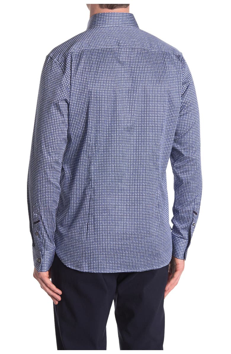 Zanella Jacquard Check Print Long Sleeve Tailored Fit Shirt, Alternate, color, Navy