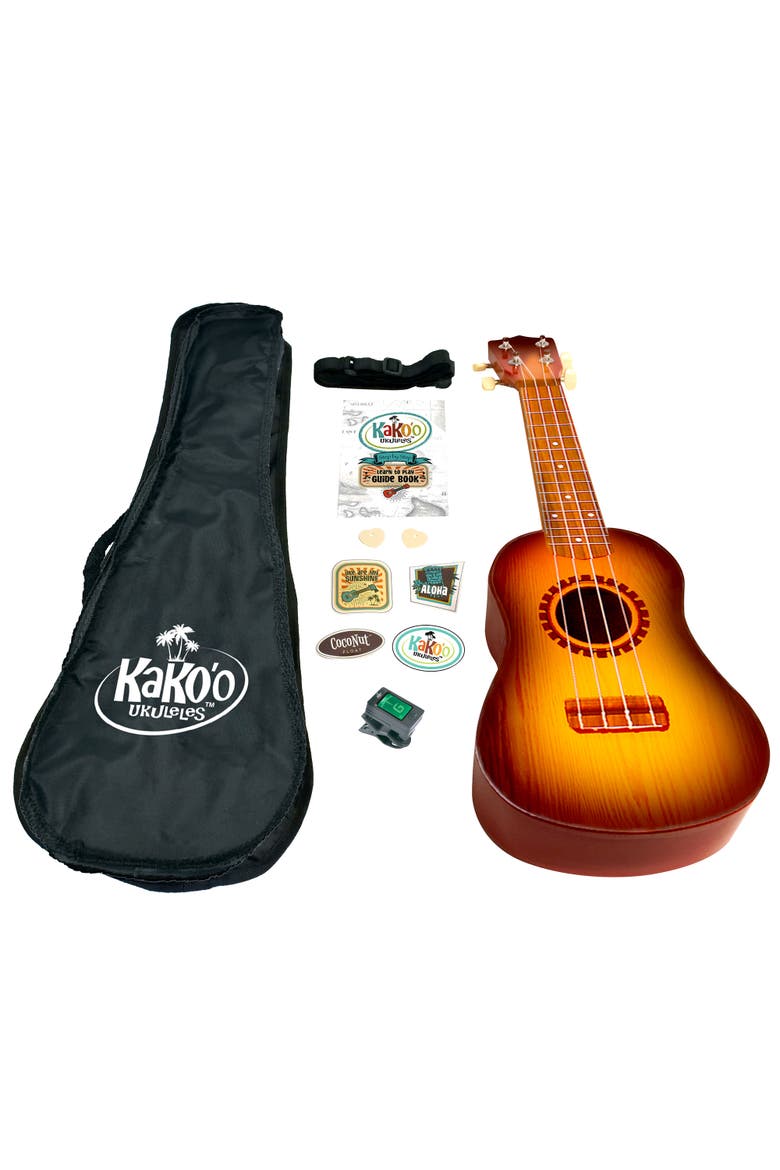 Kako'O 21" Professional Wooden Ukulele Set Sunburst, Main, color, Multicolored